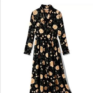 Ganni sheer long sleeve floral maxi dress